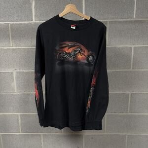 Vintage Skull Dragon Flame Biker Longsleeve Shirt ERD Grunge WCC Size L
